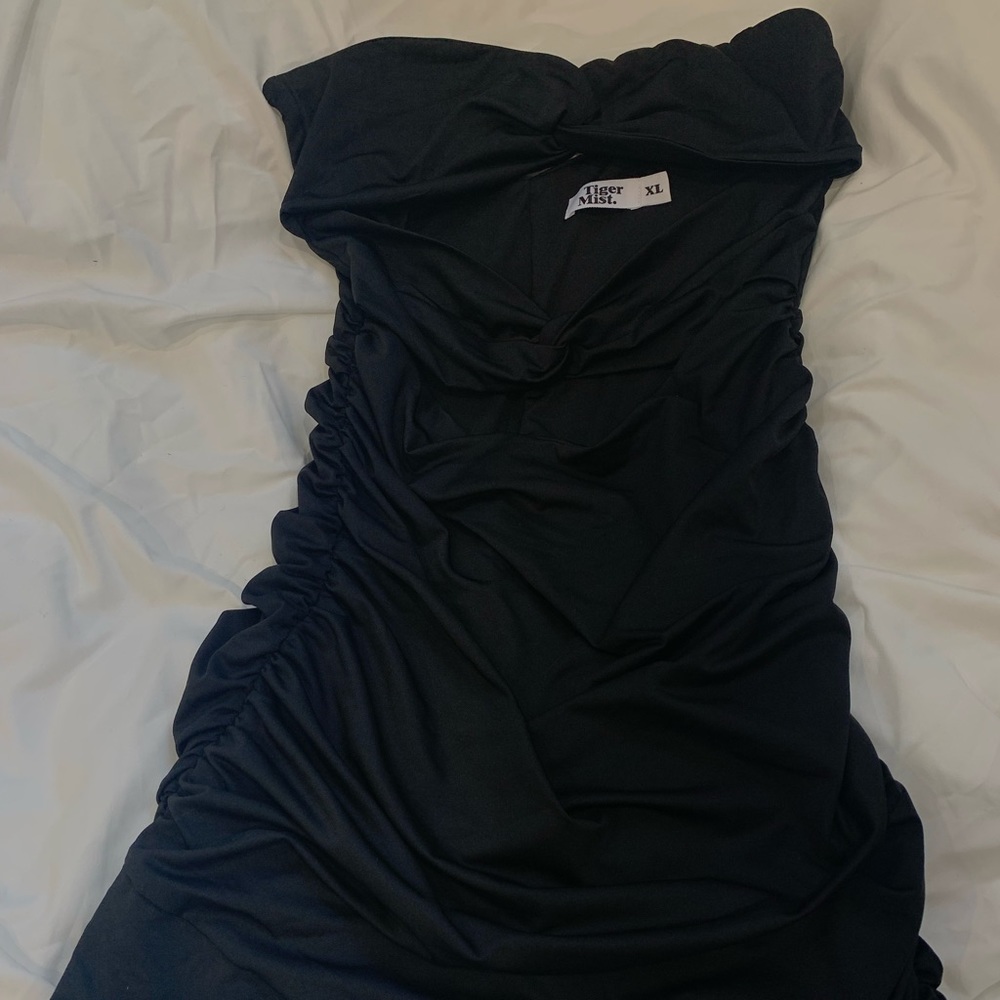 tiger mist black ruched dress CATERINA MINI DRESS